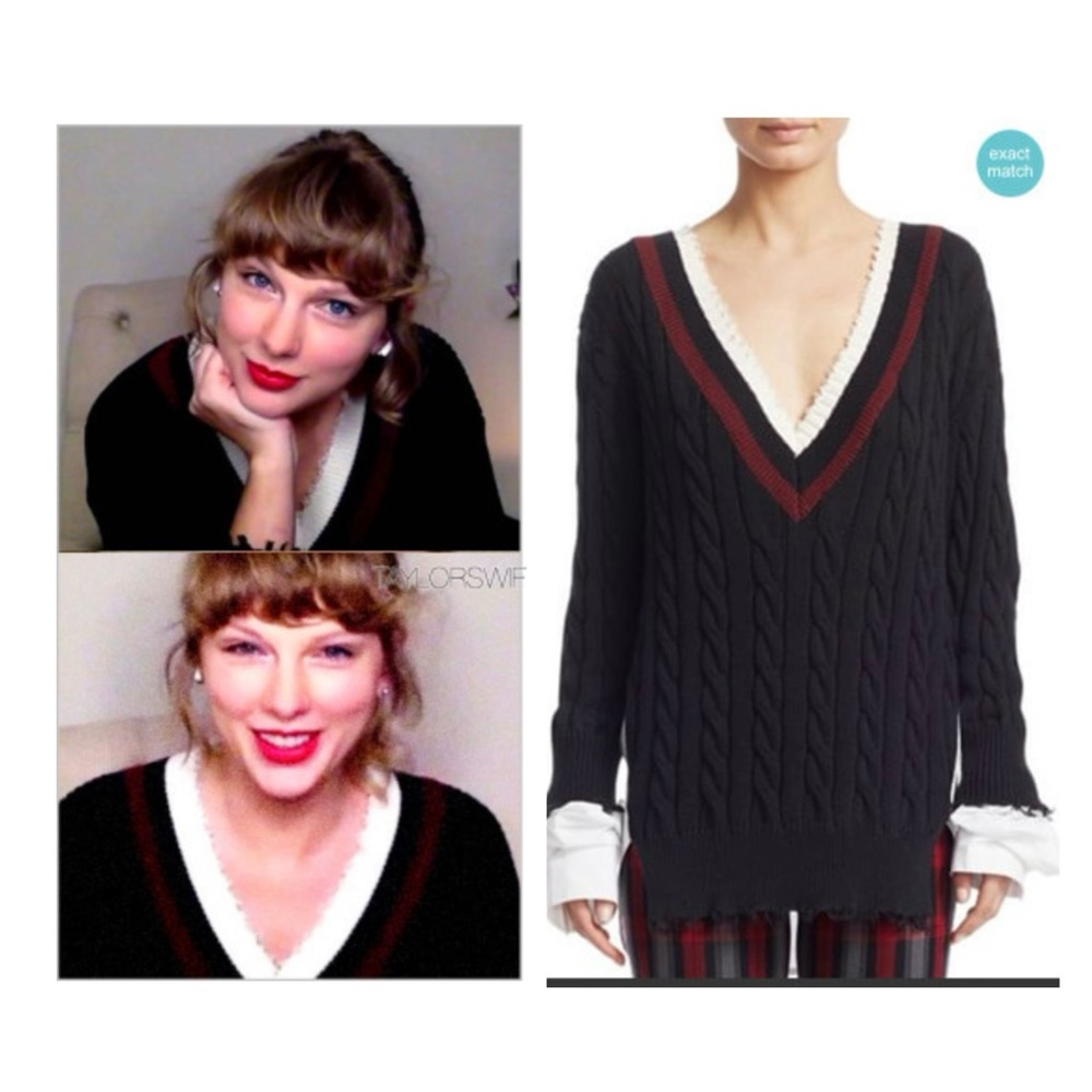 Alexander wang Hybrid Meets Varsity Pullover knit sweater blue white red shirt